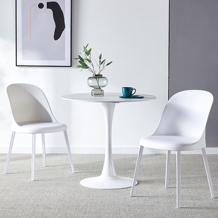 Round Dining Table Stone Top Dining Table in Black and White