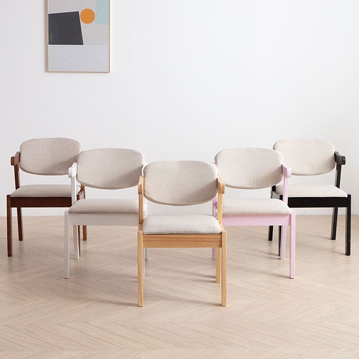Silla de comedor de madera contemporánea, silla lateral de comedor con respaldo abierto