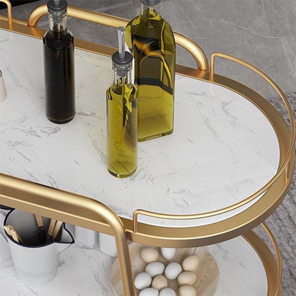 32.28"H Modern Rolling Oval Prep Table Metal Prep Table for Home Use