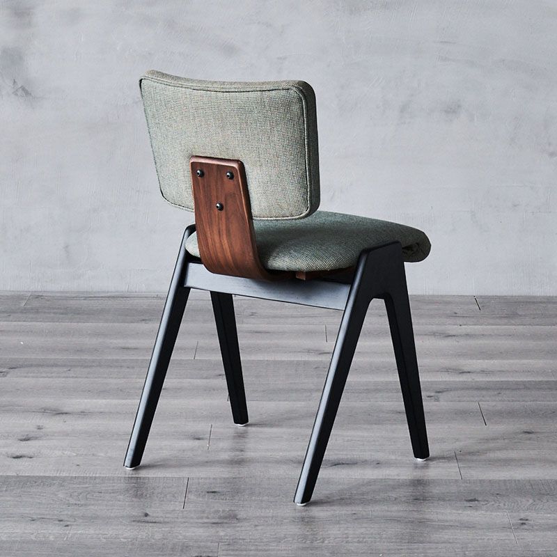 Industrial Style Armless Dining Chair Wooden Base Open Back Dining Chair for Bedroom