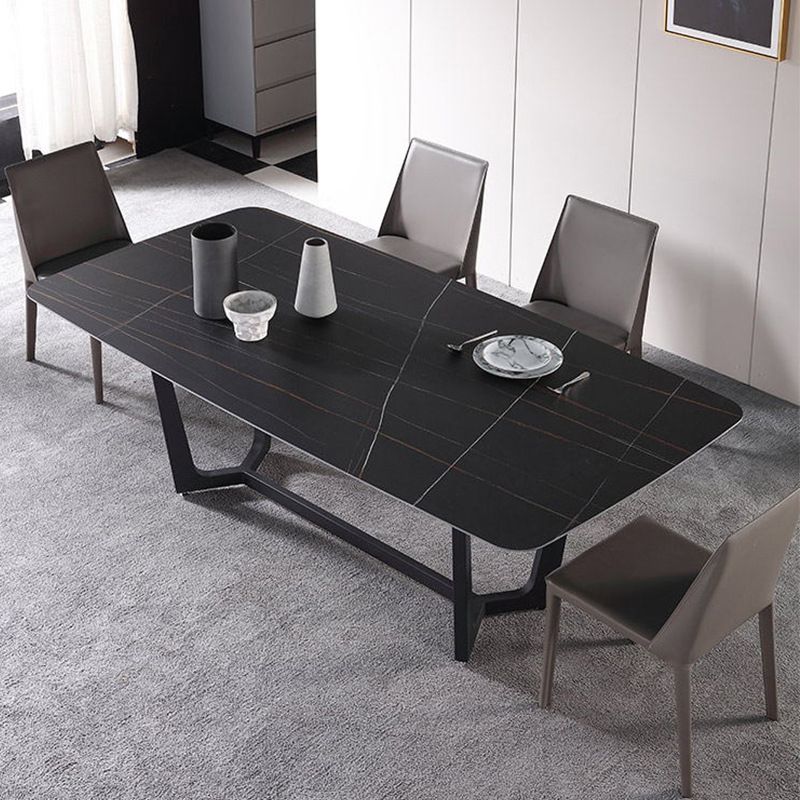 Contemporary Sintered Stone Dinette Set 1/2/5/7 Pieces Rectangular Dining Table Set