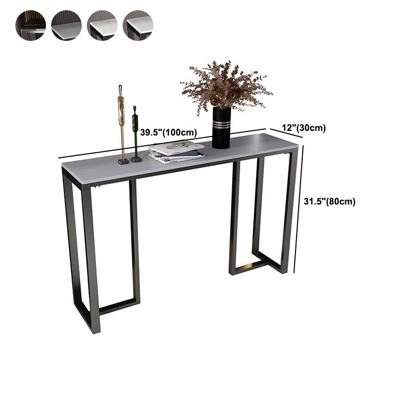 Rectangle Stone Top Accent Table with Black Irone Base for Hall