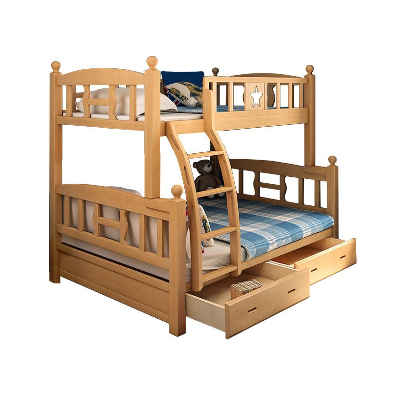 Natural Beech Bunk Bed Modern Bedroom Bunk Bed with Footboard