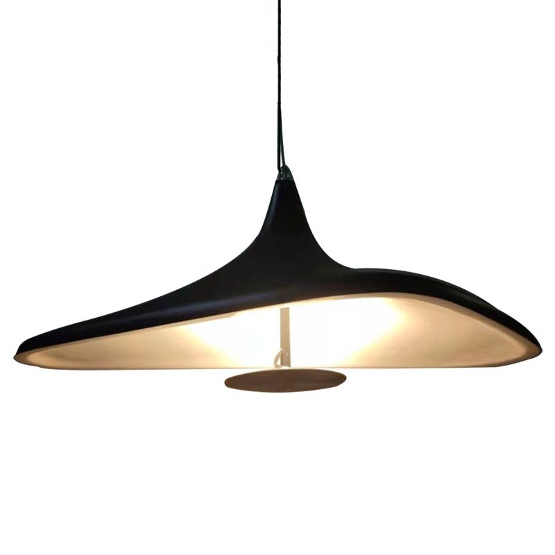 Black Hat Shaped Chandelier Light Fixture Art Deco Resin LED Pendant Lighting for Diner
