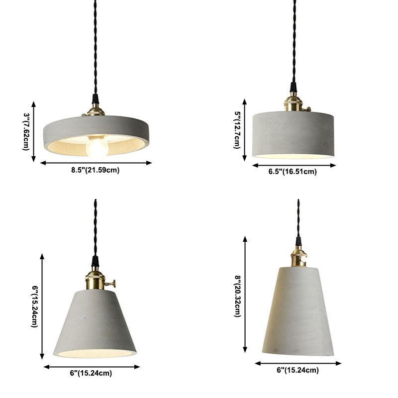 Moderne Einlichtgrau-Zementrahmen Anhänger Licht für Esszimmer Schlafzimmer
