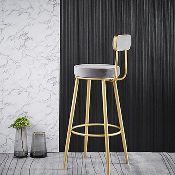 Scandinavian Upholstered Bar Stools Luxury Counter Stools with Metal Legs