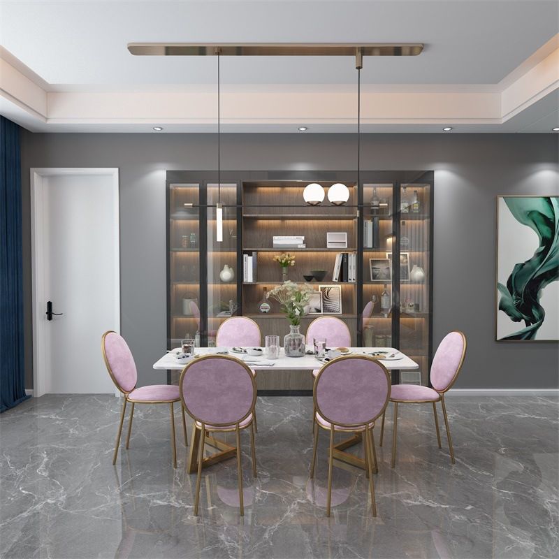 Modern 1/2/5/7 Pieces Furniture Stone Rectangle Dining Room Table Set in White