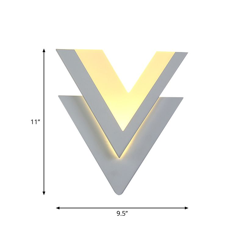 Modern Style Double-V Sconce Metallic Stairway LED Wall Mount Light Fixture in Warm/White Light