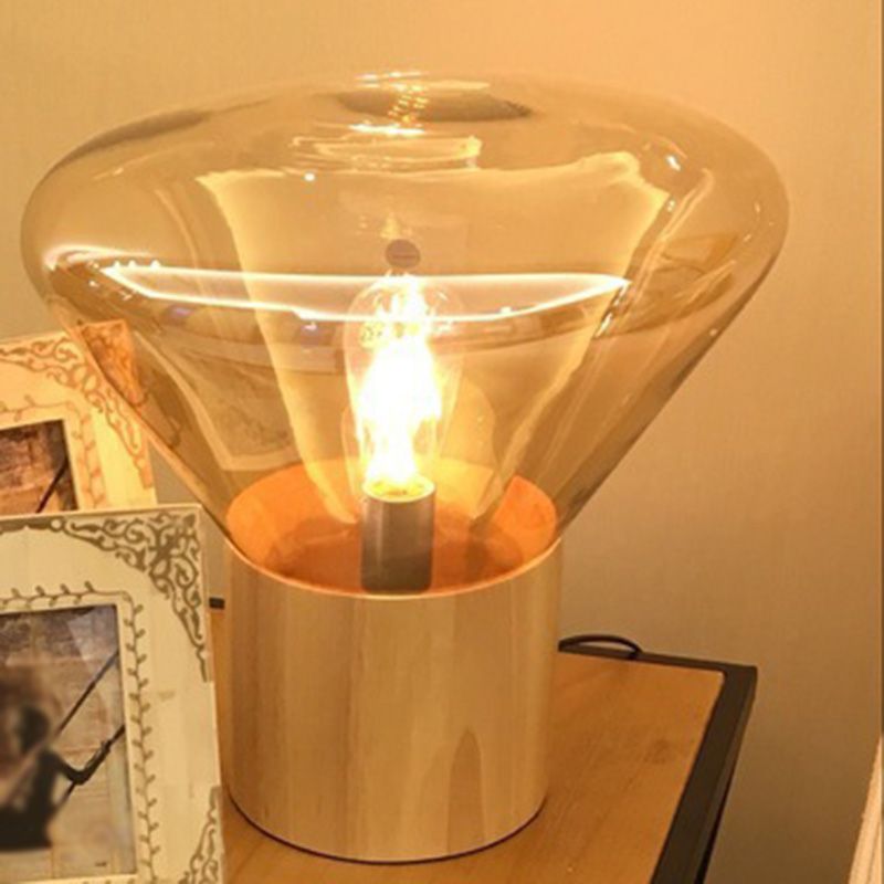 Lámpara de mesa de cono de simplicidad ultramoderna lámpara de vidrio transparente para el dormitorio