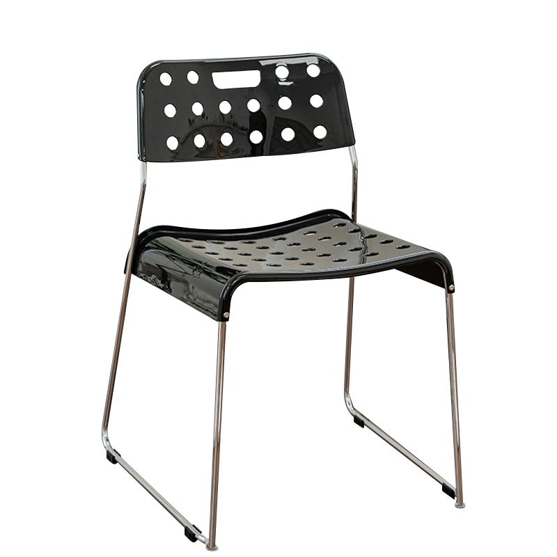 Industrial Armless Kitchen Chair Plastic Open Back Side Dining Chair with Metal Base