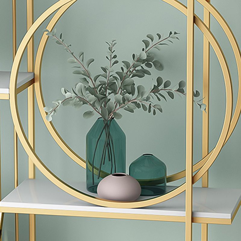 Glam Style Open Bookshelf Metal 6-shelf Bookcase for Home Office