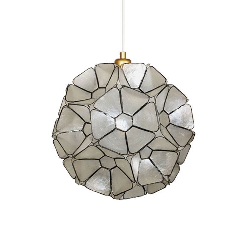 Black Blossom Pendant Light Fixture Modernist 1 Head Shell Hanging Ceiling Lamp with Splicing Design