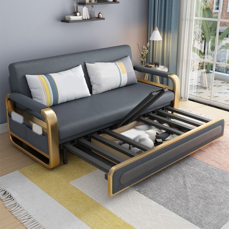 Faux en cuir en métal en métal convertible canapé futon lit
