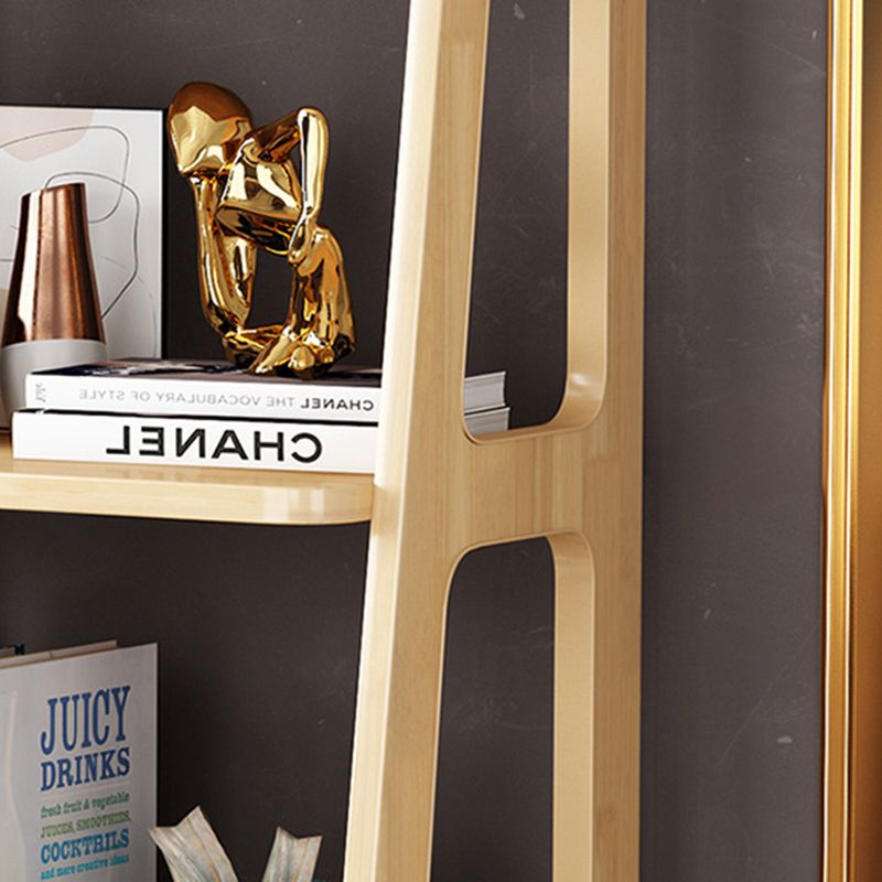 Ladder Bookshelf Modern Wood Bookcase with Drawer Storage 47" H X 14" W