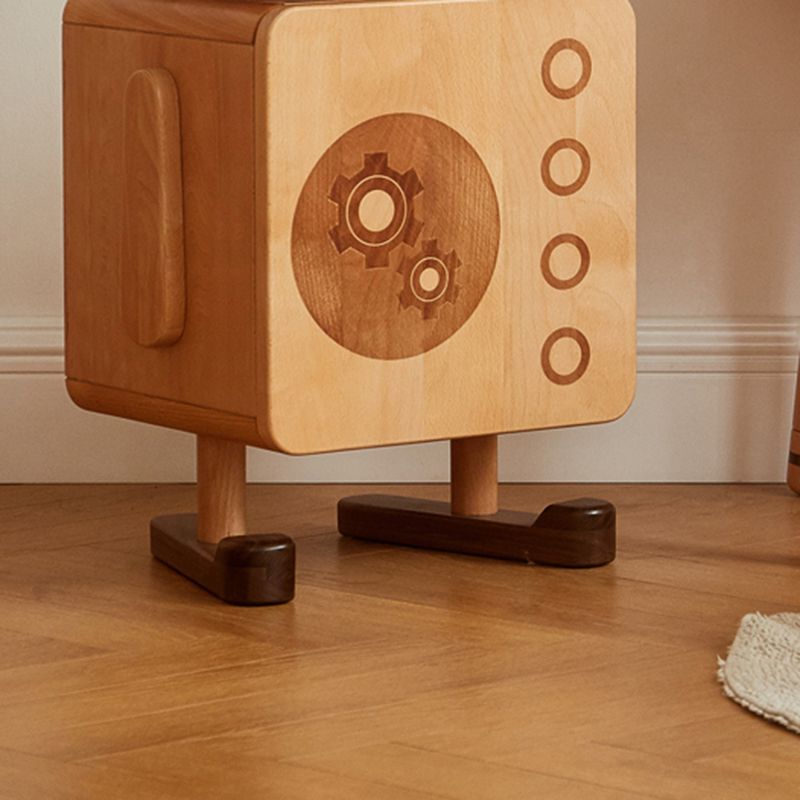 Modern No Theme Solid Wood Kids Bedside Table with Cabinet and Drawer