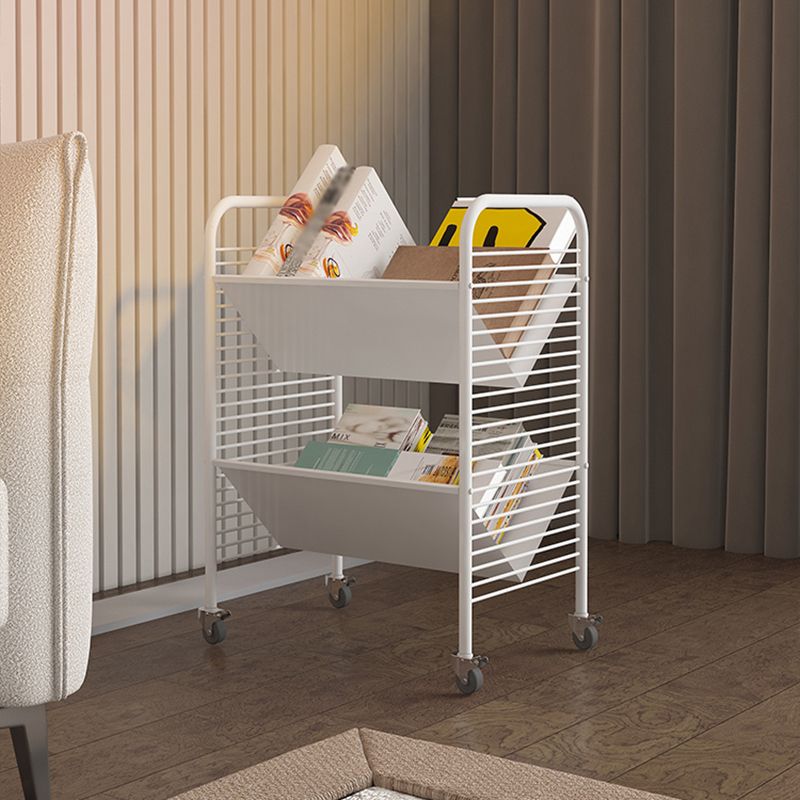 Industrielle geometrische Bücherregal Metal Open Back Bücher mit Rädern, 21,7 "H x 11,4" W.