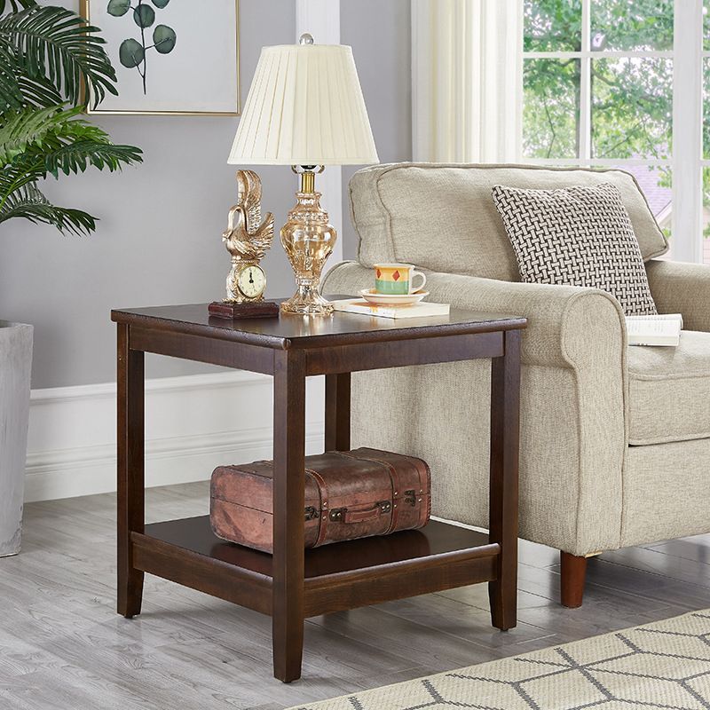 Farmhouse Square Wood End Table Brown/Walunt Sofa Side Table with Storage