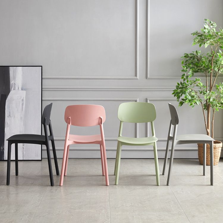 Scandinavian Stackable Armless Dining Chairs Plastic Open Back Side Chair (Set of 4)