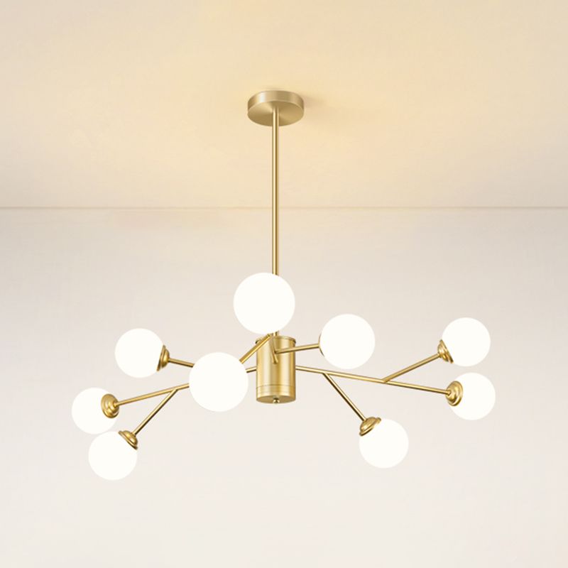 Gold Simplicity Chandelier Light Globe Glass Shade Pendant Lamp for Living Room