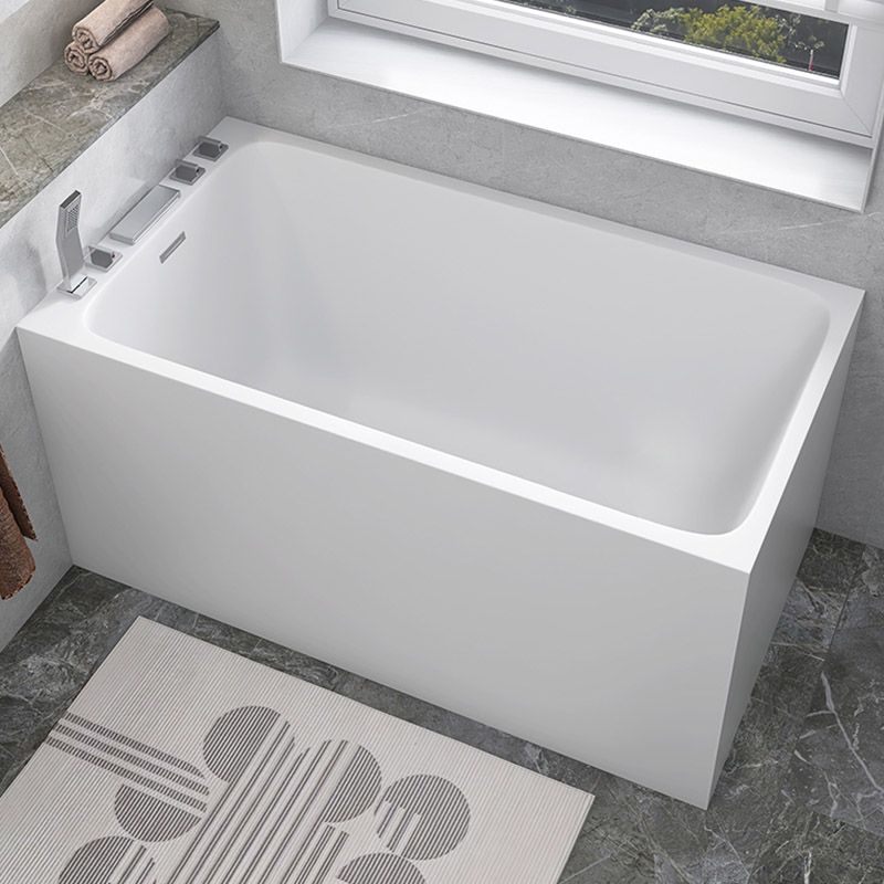 Modern White Acrylic Rectangle Bathtub Back to Wall with Drain Bath Tub