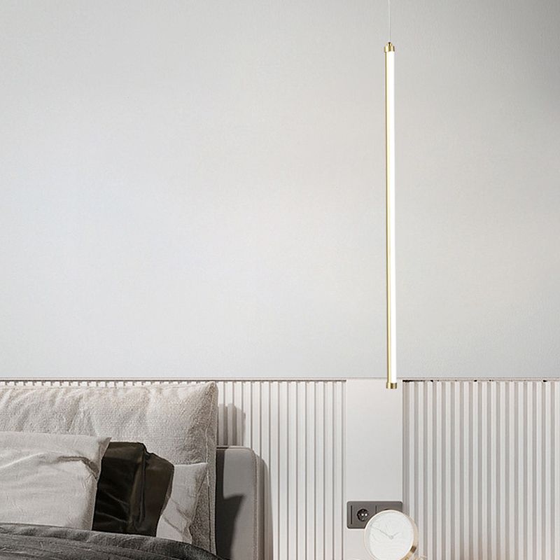 1 Light Linear Hanging Pendant Modern Style Metal Hanging Lighting for Bedside