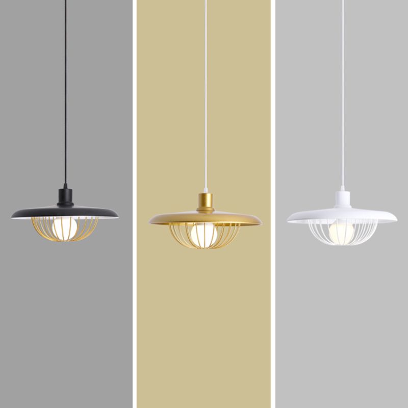 Pot Cover Shape Hanging Lighting Postmodern Style Metal 1 Light Pendant Lamp