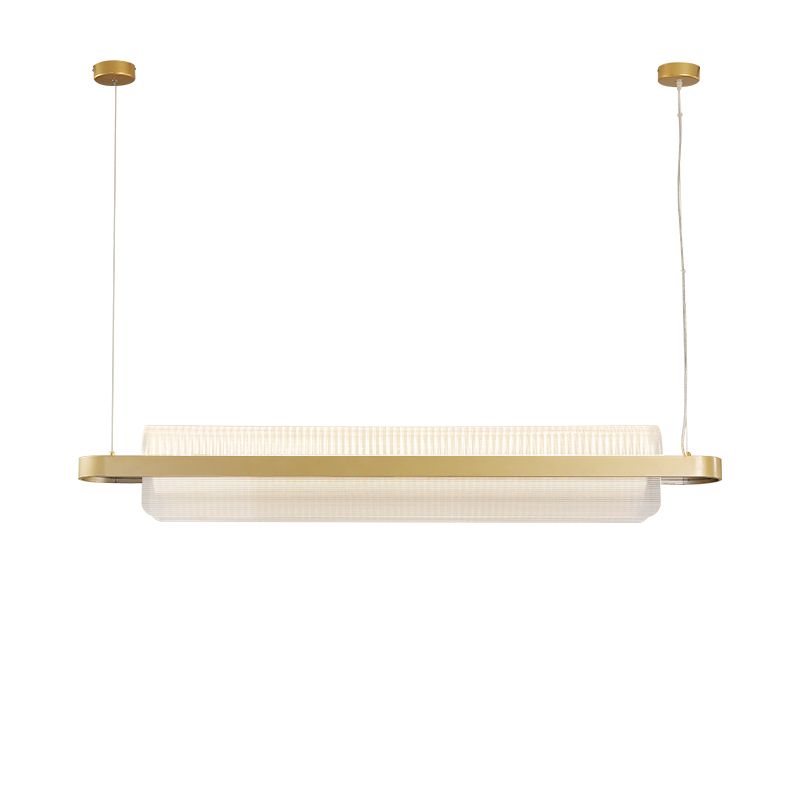 Nordic Linear Island Lamp Acrylic Dining Room LED Pendant Lighting Fixture in Gold