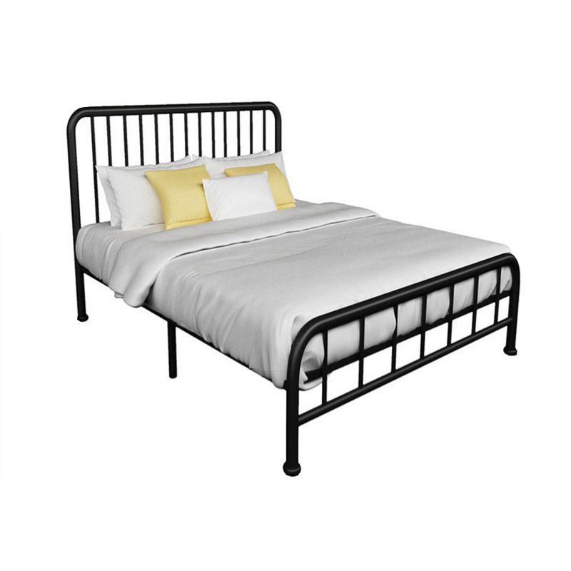 Contemporary Minimalist Bed with Open Frame Headboard Metal Bed Frame