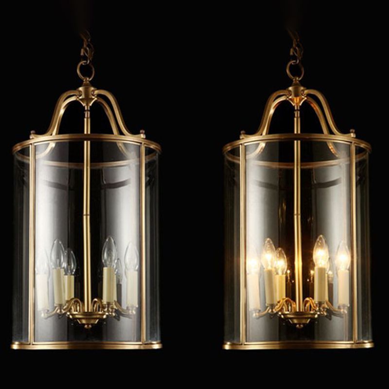 Cylinder Chandelier Light Fixture Traditional Glass Pendant Lighting for Restaurant