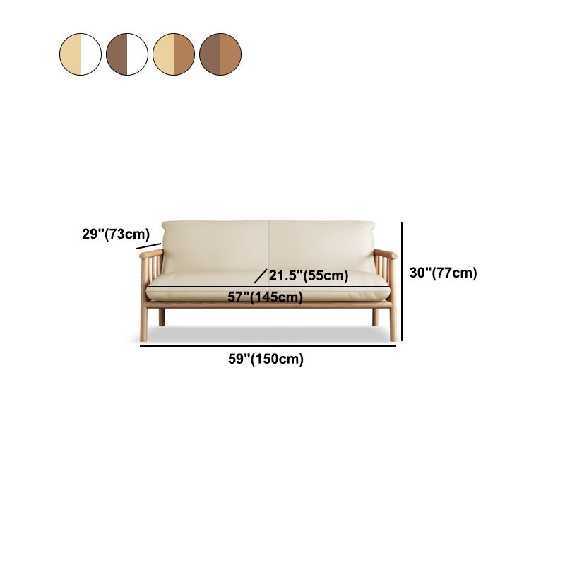 Faux Leather Sofa 28.74" D x 30.31" H Square Arm Sofa for Living Room
