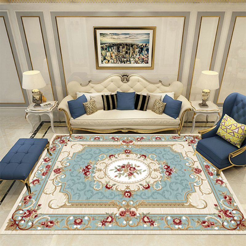 Funky European Rug Classic Medallion Print Area Rug Polyester Stain Resistant Carpet for Home Decor