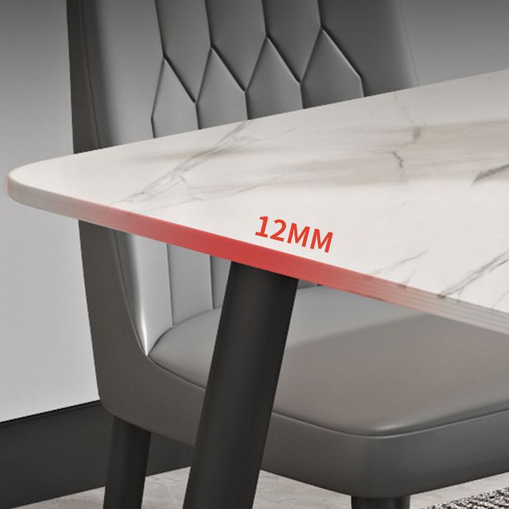 Metal Simplicity Rectangle Dining Table Stone Dinner Table with 4 Legs
