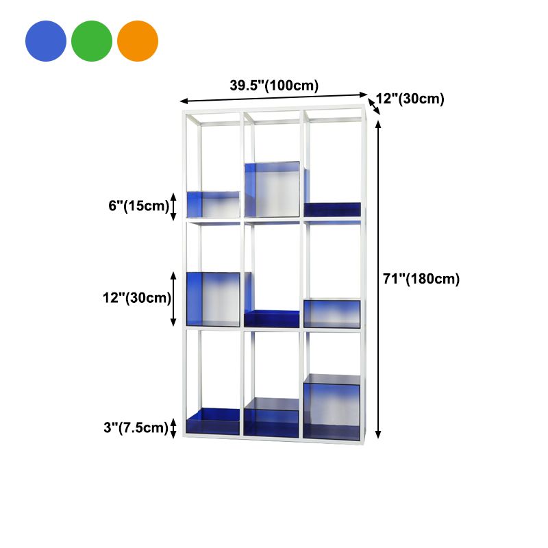 Scandinavian Open Etagere Bookshelf with Iron Frame Acrylic Bookcase