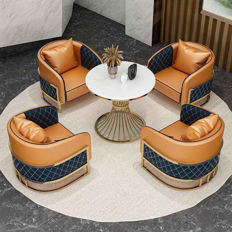 Tavolo da pranzo a due colori in pietra sinterita rotonda tavolo piedistallo glam per sala da pranzo