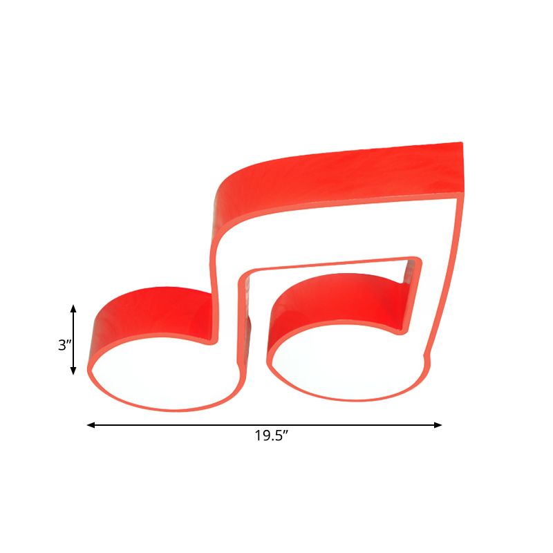 Red/Green/Yellow Musical Note Ceiling Mounted Fixture Kids Style Acrylic LED Flush Mount Lamp for Kindergarten