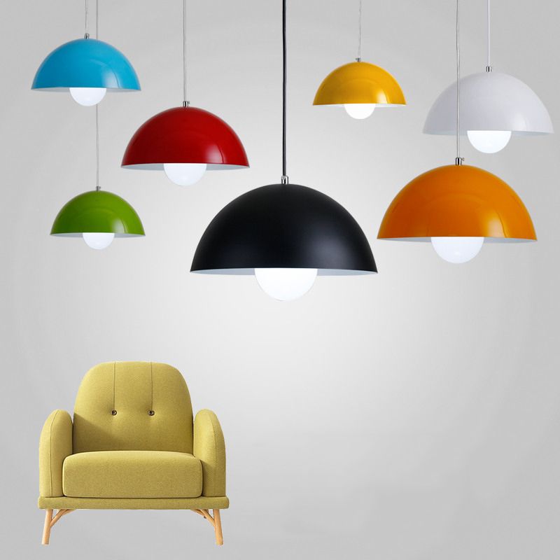 Dining Room Macron Hanging Light Bowl Shape Single Light Metal Modern Pendant Light