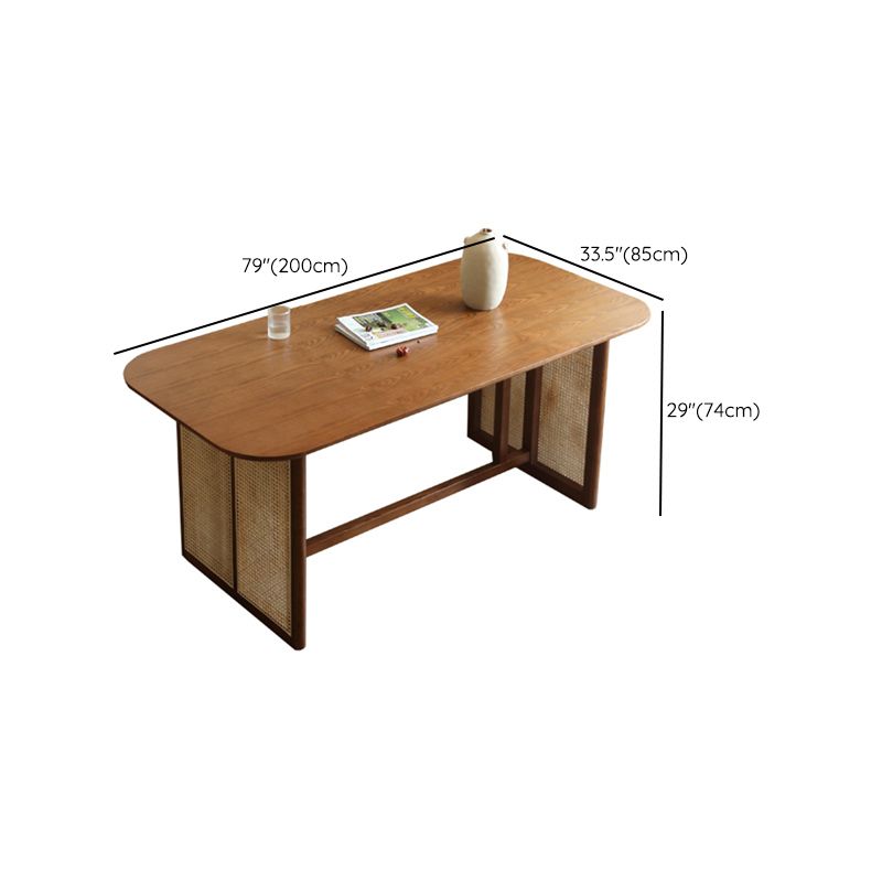 Rectangle Dining Set 1/4/5/6 Pcs Ash Solid Wood and Rattan Dining Table and Chairs