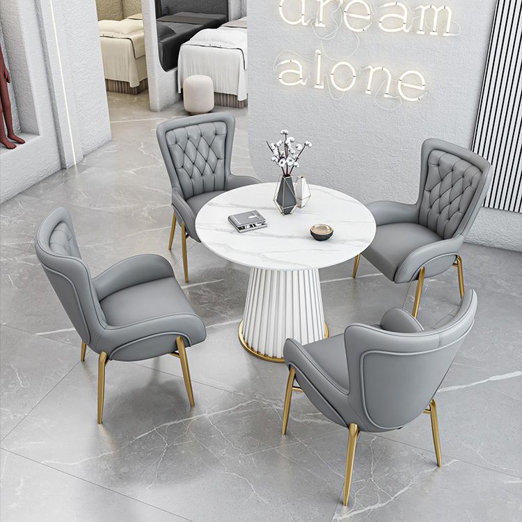 Glam 1/5 Pieces Dining Set Circular Stone Dining Table for Dining Room