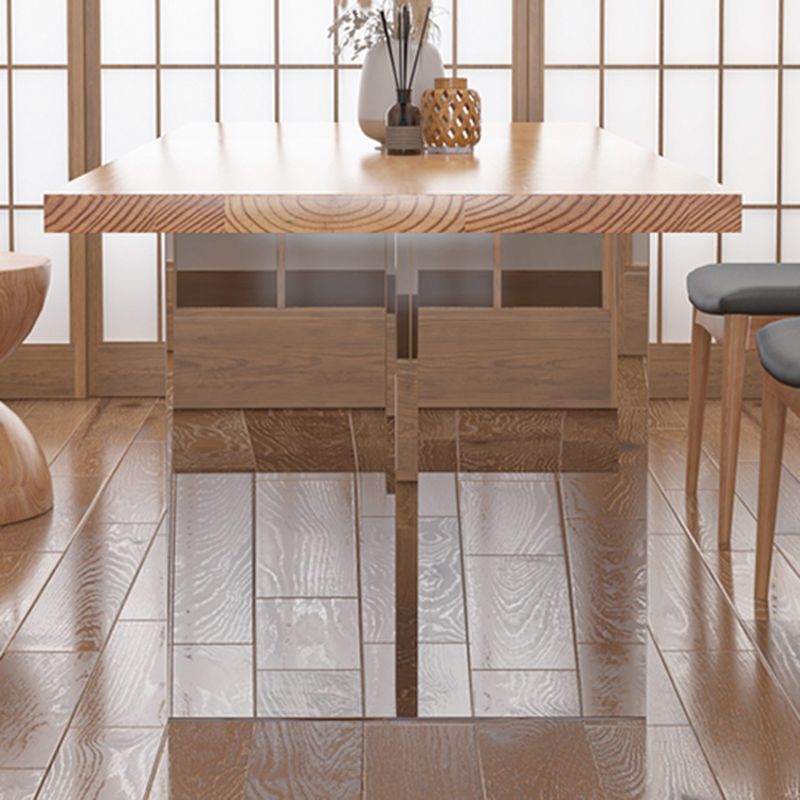 Moderne dennen vaste houten tafel rechthoek eettafel met acryl dubbel voetstuk voor restaurant
