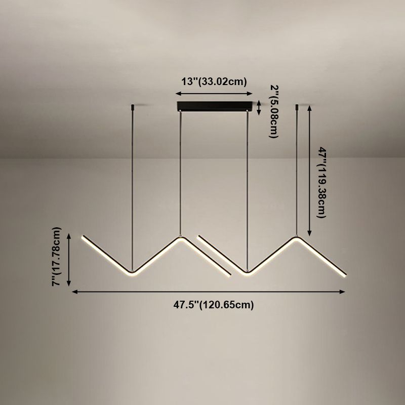 Contemporary Island Light Linear Metal 2 Light Island Lights en negro