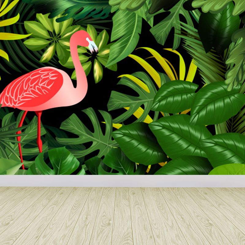 Extra Large Flamingo Mural Green Non-Woven Wall Art for Home Decor, Personalised