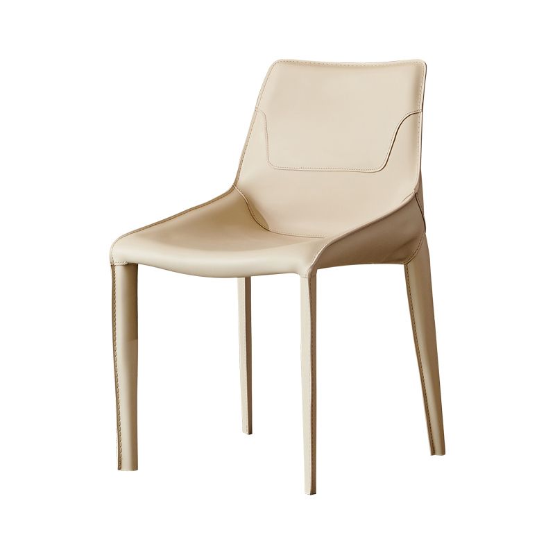 Leather Dining Chair Minimalist Design Arm Solid Back Dining Side Chair