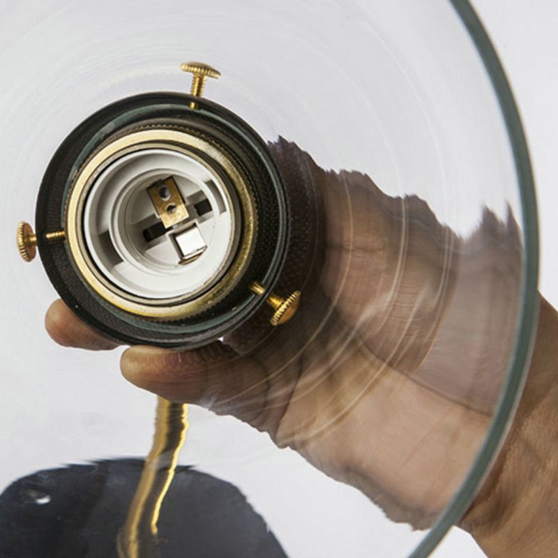 Industrial Style Conical Clear Glass Wall Sconce with Rotatable Brass Light Arm Single Light Lighting Fixture for Hallway Aisle