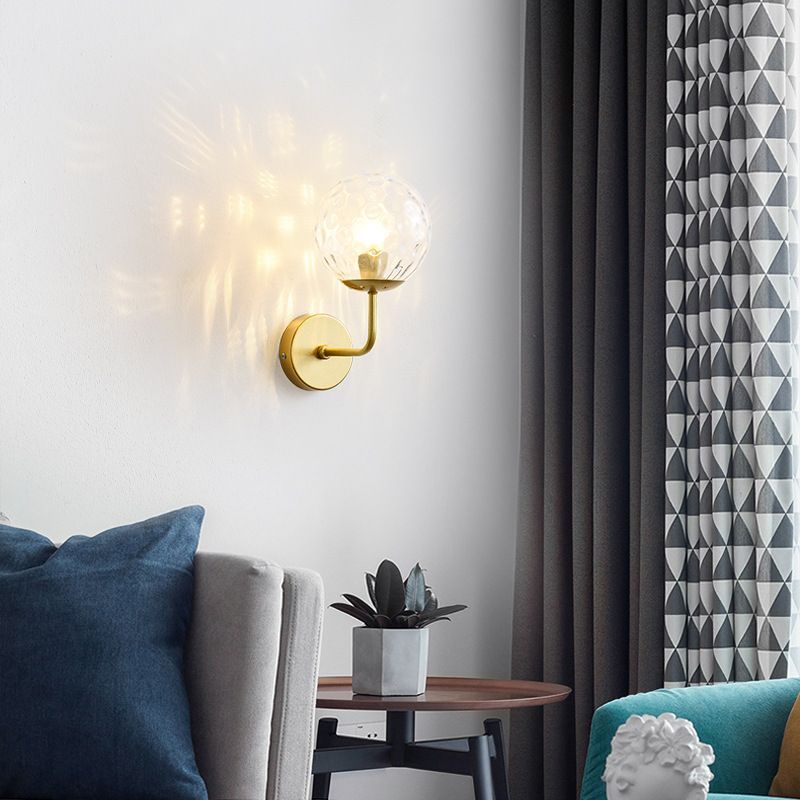 1 Light Ball Wall Lighting Fixtures Modern Style Glass Wall Mounted Lights