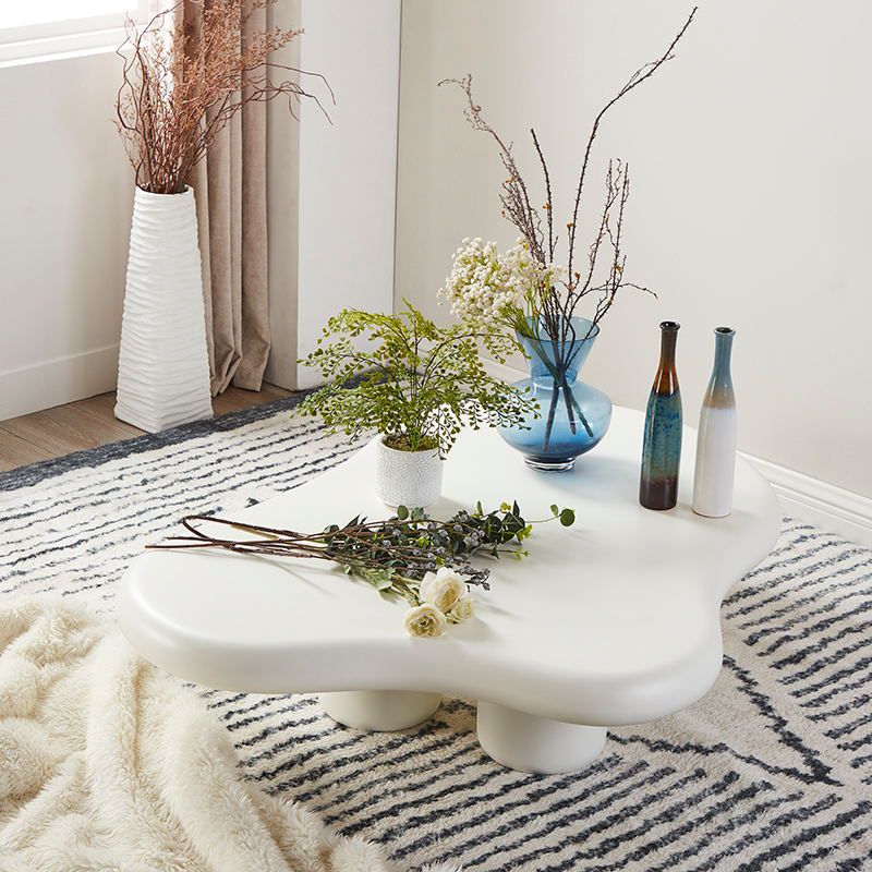 White/black Four Legs Coffee Table Plastic Cocktail Table for Living Room