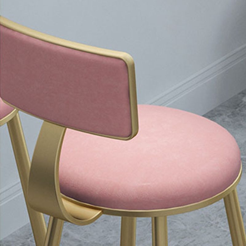 Contemporary Style Velvet Counter Stool Round Low Back Bar Stool with Metal Legs