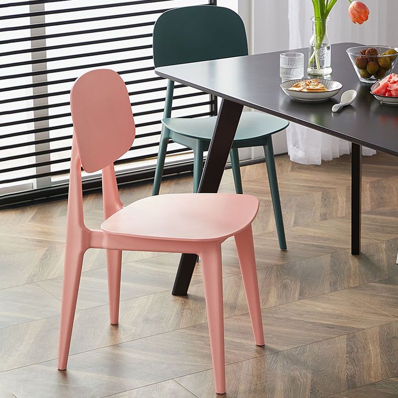 Silla lateral de comedor con respaldo abierto de diseño escandinavo, silla sin brazos de comedor de plástico