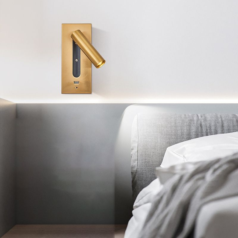 Simple Pivoting Wall Sconce Cylinder Reading Wall Light for Bedroom