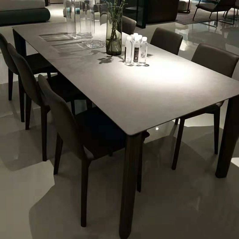 Modern Style Home Sintered Stone Dining Table Rectangular Shape Table with Ash Wood 4 Legs Base