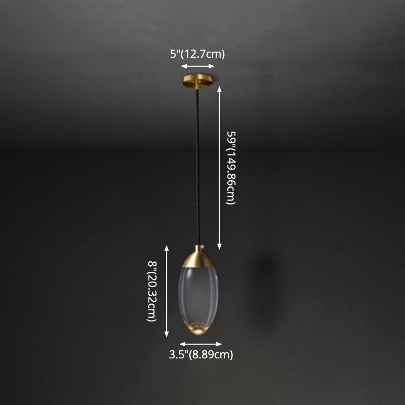 Gold Teardrop Pendant Lighting Modern Style LED Crystal Suspended Lighting Fixture